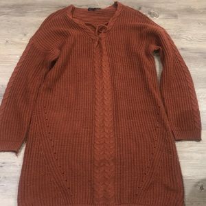 Burnt orange brown sweater dress